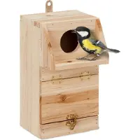 Relaxdays nestkast roodstaart - invliegopening 5 cm - houten vogelhuisje koolmees - tuin