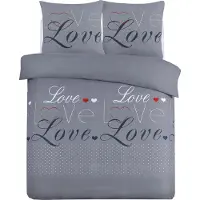 Vision Home VISION Love Flanel Dekbedovertrekset - 100% katoen flanel: warm en zacht - Tweepersoons - Dekbedovertrek 200 x 200 cm met 2 bijhorende slopen - Grijs - Oekotex gecertificeerd