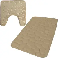 Urban Living badkamer droogloop matjes/tapijt - set 2x stuks - memory foam - beige
