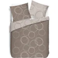 Vision Lenny - Tweezijdig omkeerbaar Dekbedovertrekset - 100% katoen: zacht en soepel - Kingsize - Dekbedovertrek 260 x 240 cm met 2 bijhorende slopen - Beige - Oekotex gecertificeerd