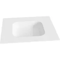 Balmani Tablo Arcato enkel wastafelblad mat witte solid surface 75 x 55 cm, afvoerplug inbegrepen