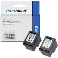 PrintAbout Huismerk HP 300XL (D8J43AE) Inktcartridge Zwart Multipack 2-pack Hoge capaciteit