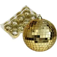 Othmar decorations discobal kerstballen - 16x - goud -6 cm-kunststof- spiegelbol