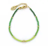 CO88 Collection 8CB-91151 Kralenarmband met Miyuki Kralen - Groen Tinten - 16+3cm - Goudkleurig Slot