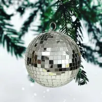 Othmar decorations discobal kerstballen- 3x- zilver -15 cm -kunststof-spiegelbol