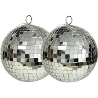 Othmar decorations discobal kerstballen- 2x- zilver -15 cm -kunststof-spiegelbol