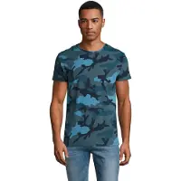 Sol 01188 - Men's Round Collar T-Shirt Camo Blue Camo - XL - cotton