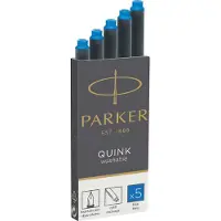 Parker Etui de 5 cartouches d’encre longues Quink Effaçable Bleu et Noir