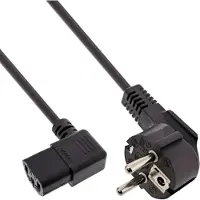 InLine C13 (haaks/rechts) - CEE 7/7 (haaks) stroomkabel - 3x 1,00mm / zwart - 3 meter