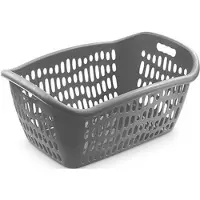 Hega hogar 2x Wasmand/waskrat draagmand grijs 38 liter 61 x 43 x 28 cm wasgoedmand - Wasmanden