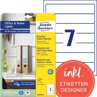 Avery Gerecyclede ordnerrugetiketten, 10 vel 192 x 38 mm, wit, Inkjetprinter, Laserprinter, Kleurenlaser printer, permanent klev - 2 stuks