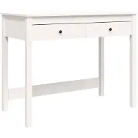 vidaXL Bureau met lades 100x50x78 cm massief grenenhout wit
