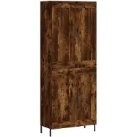 vidaXL Hoge kast 69,5x34x180 cm bewerkt hout gerookt eikenkleurig