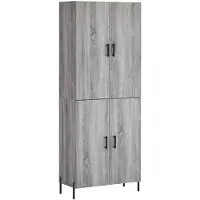vidaXL Hoge kast 69,5x34x180 cm bewerkt hout grijs sonoma eikenkleurig