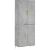 vidaXL Hoge kast 69,5x34x180 cm bewerkt hout betongrijs