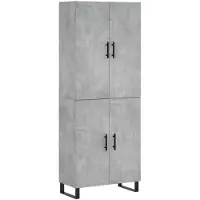 vidaXL Hoge kast 69,5x34x180 cm bewerkt hout betongrijs