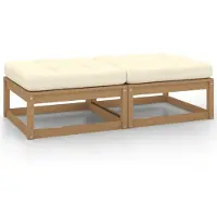 vidaXL Tuinvoetenbanken 2 st met kussens grenenhout honingbruin