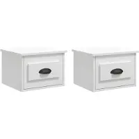 vidaXL Nachtkastjes 2 st wandgemonteerd 41,5x36x28 cm hoogglans wit