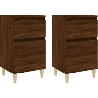 vidaXL Nachtkastjes 2 st 40x35x70 cm bewerkt hout bruin eikenkleur