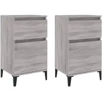 vidaXL Nachtkastjes 2 st 40x35x70 cm bewerkt hout grijs sonoma eiken
