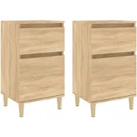 vidaXL Nachtkastjes 2 st 40x35x70 cm bewerkt hout sonoma eikenkleurig