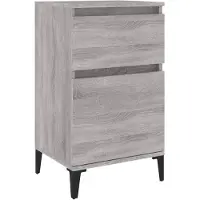 vidaXL Nachtkastje 40x35x70 cm bewerkt hout grijs sonoma eikenkleurig