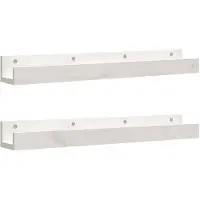 vidaXL Wandschappen 2 st 80x12x9 cm massief grenenhout wit