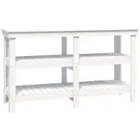 vidaXL Werkbank 142,5x50x80 cm massief grenenhout wit