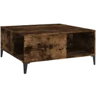 vidaXL Salontafel, gerookt eikenfineer, 80x80x36,5 cm, houtvezelplaat