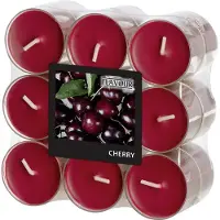 Gala Geur theelichtjes/waxinelichtjes - transparant - 18x - Cherry aroma - 6 branduren