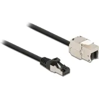 DeLOCK Kabel, RJ45-connector naar Keystone-module, RJ45-female, Cat.6A, 1 meter, zwart, plat, zwart, RJ-45, RJ-45, female (vrouwelijk), male (mannelijk)