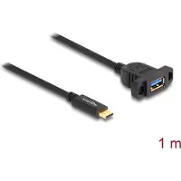 DeLOCK SuperSpeed USB 10 Gbps (USB 3.2 Gen 2) Cable USB Type-C male to USB Type-A female 1 m panel-mount black