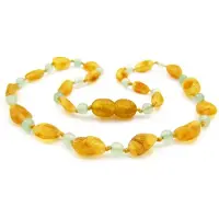 ForDig Wild Sun Barnsteen Ketting Kind - Amber Ketting - Baltische Barnsteen – 36 cm – Beans - Honey groen