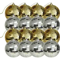 Othmar decorations Kerstballen disco - 16x st - goud en zilver - 6 cm - kunststof - spiegel kerstballen