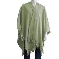 Boris Luxe omslagdoek / poncho - mosgroen - 180 x 140 cm - fleece - Dameskleding accessoires winter / herfst