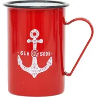Batela Emaille beker anker rood 8x11,5 -