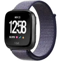 Shop4 - Geschikt voor Bandje geschikt voor Fitbit Versa / Fitbit Versa 2 / Fitbit Versa Lite / Fitbit Blaze - Nylon Grijs Paars