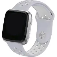 Shop4 - Geschikt voor Fitbit Versa 2 Bandje - Siliconen Grijs Wit
