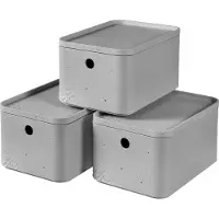 Curver Beton Opberbox + Deksel S - 4 liter - 3 stuks - Lichtgrijs