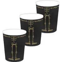 Haza Halloween/horror skelet feest bekers - 24x - zwart - papier - 250 ml