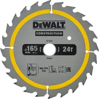 DeWalt DT1949-QZ - Cirkelzaagblad - 165mm - 24 Tanden - 20mm Asgat