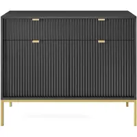 Selsey Dressoir Louis 2 deurs 2 lades | spaanplaat zwart 104x83x39 cm dressoirs | NADUVI
