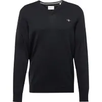 Gant Heren Klassieke zwarte katoenen trui met V-hals (XXL), Casual 8030562