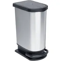 Rotho Paso pedaalemmer - afvalscheider 50L - 2x25L - BPA vrij - zilver metallic
