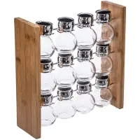 5five Simply Smart bamboe kruidenrek met 12 glazen potjes - 29 x 9 x 29 cm