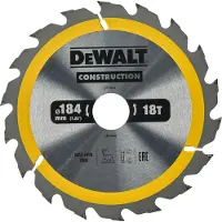 DeWalt CONSTRUCTION CIRKELZAAGBLAD 184X30MM 18T DT1941-QZ