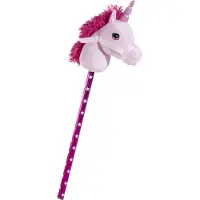 Heunec Pluche eenhoorn stokpaardje roze 70 cm - Hobbelpaarden