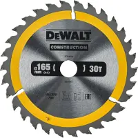 DeWalt Cirkelzaagblad voor Hout | Construction | Ø 165mm Asgat 20mm 30T - DT1935-QZ