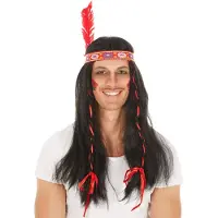 Dressforfun - pruik indiaan - verkleedkleding kostuum halloween verkleden feestkleding carnavalskleding carnaval feestkledij partykleding - 300725