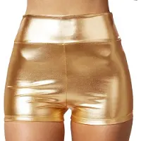 TecTake dressforfun - Metallic hotpants goud S - verkleedkleding kostuum halloween verkleden feestkleding carnavalskleding carnaval feestkledij partykleding - 303567